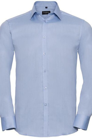 Russell Collection R962M - Elegant Herringbone Tailored Long Sleeve Mens Shirt