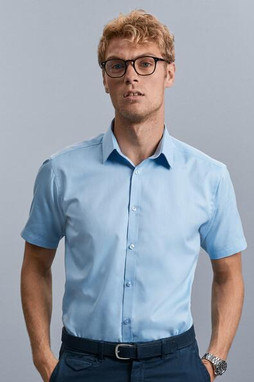 Russell Collection R963M - Mens Tailored Herringbone Short Sleeve Shirt