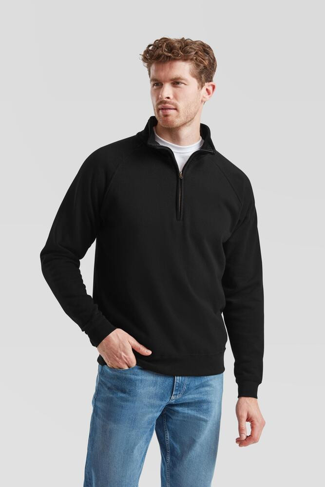 Fruit Of The Loom F62114 - Classic Zip Neck Sweat - Black | Wordans UK
