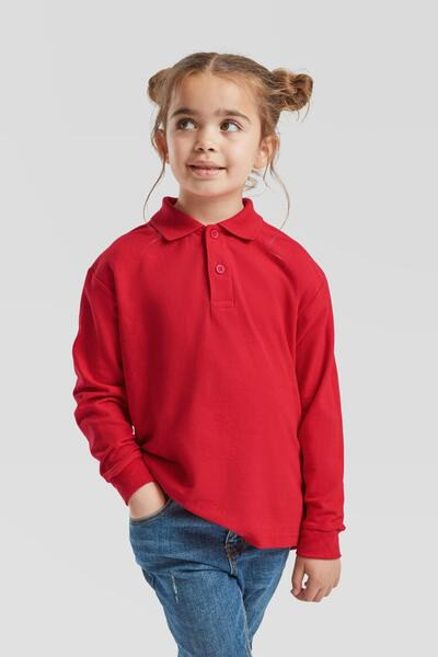 Fruit of the Loom F63201 - Durable Kids Long Sleeve Polycotton Polo Shirt