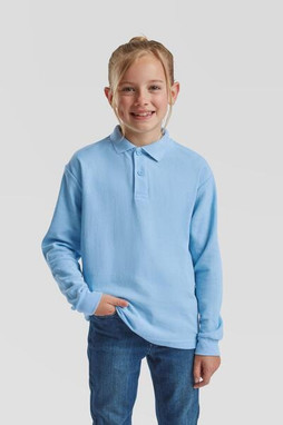 Fruit of the Loom F63201 - Durable Kids Long Sleeve Polycotton Polo Shirt