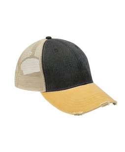 Adams OL102 - 6-Panel Pigment-Dyed Distressed Trucker Cap