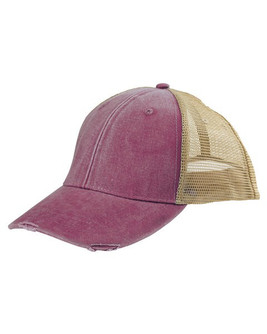 Adams OL102 - 6-Panel Pigment-Dyed Distressed Trucker Cap