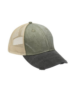Adams OL102 - 6-Panel Pigment-Dyed Distressed Trucker Cap