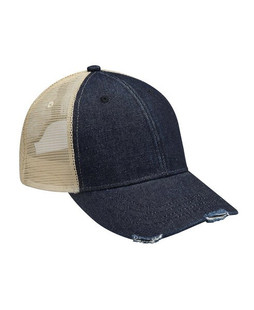 Adams OL102 - Gorra de camionero apenada teñida con pigmento de 6 paneles