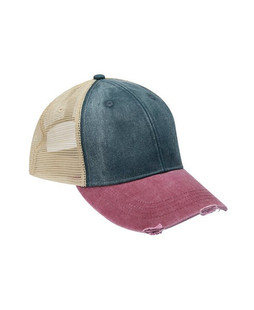 Adams OL102 - Gorra de camionero apenada teñida con pigmento de 6 paneles