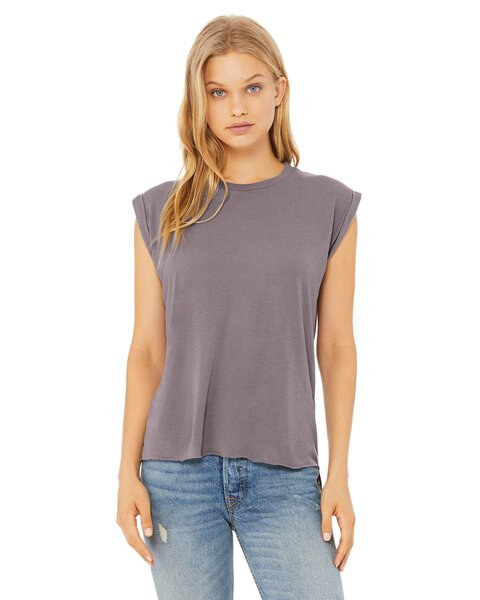 BELLA+CANVAS B8804 - Women's Flowy Muscle Tee with Rolled Cuff