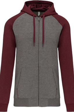 PROACT PA380 - Unisex two-tone zipped hooded fleece jacket