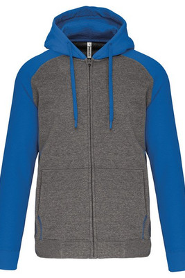 PROACT PA380 - Unisex two-tone zipped hooded fleece jacket