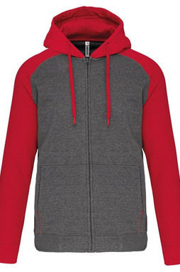 PROACT PA380 - Unisex two-tone zipped hooded fleece jacket