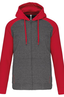 Proact PA380 - Unisex kaksisävyinen vetoketjullinen hupullinen fleecetakki