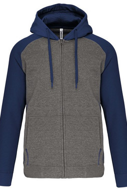 PROACT PA380 - Unisex two-tone zipped hooded fleece jacket
