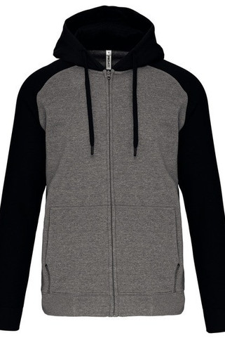 PROACT PA380 - Unisex two-tone zipped hooded fleece jacket