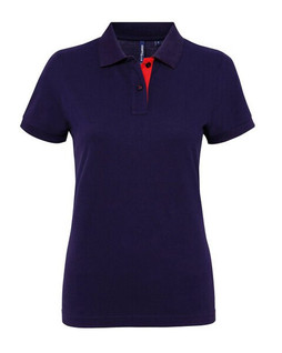 ASQUITH AND FOX AQ022 - Womens Contrast Collar Cotton Polo Shirt