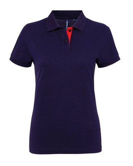 ASQUITH AND FOX AQ022 - Women's Contrast Collar Cotton Polo Shirt