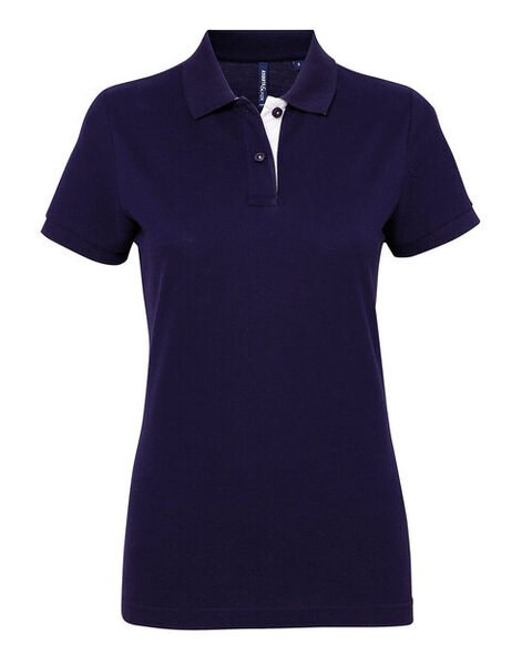 ASQUITH AND FOX AQ022 - Women's Contrast Collar Cotton Polo Shirt