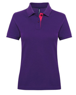 ASQUITH AND FOX AQ022 - Womens Contrast Collar Cotton Polo Shirt