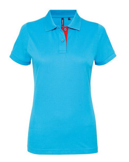 ASQUITH AND FOX AQ022 - Womens Contrast Collar Cotton Polo Shirt