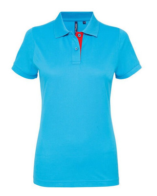 ASQUITH AND FOX AQ022 - Womens Contrast Collar Cotton Polo Shirt