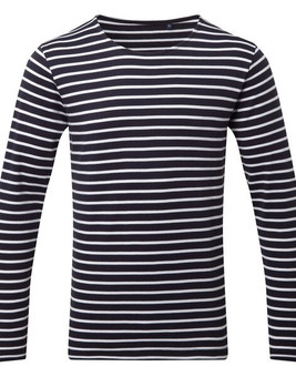 ASQUITH AND FOX AQ070 - Men's Coastal Striped Long Sleeve Cotton Tee