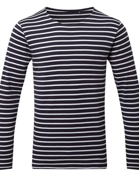 ASQUITH AND FOX AQ070 - Men's Coastal Striped Long Sleeve Cotton Tee
