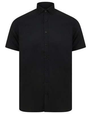 HENBURY H517S - MENS SHORT SLEEVE MODERN OXFORD SHIRT - SLIM FIT