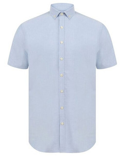 HENBURY H517S - MENS SHORT SLEEVE MODERN OXFORD SHIRT - SLIM FIT