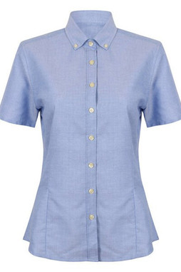 Henbury H518 - Womens Wrinkle Resistant Oxford Shirt with Short Sleeves