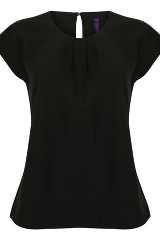 Henbury H597 - Womens Quick-Dry Pleated Short Sleeve Blouse