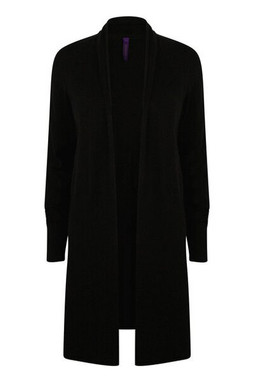 Henbury H719 - Womens Longline Fine Knit Open Cardigan with Ribbed Hems