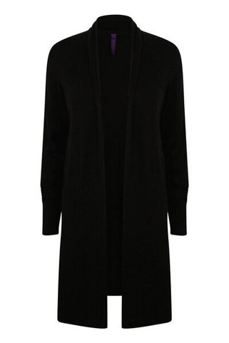 Henbury H719 - Womens Longline Fine Knit Open Cardigan with Ribbed Hems