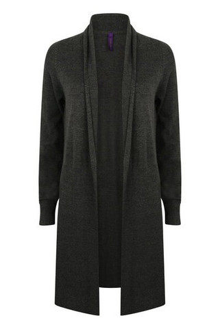 Henbury H719 - Womens Longline Fine Knit Open Cardigan with Ribbed Hems