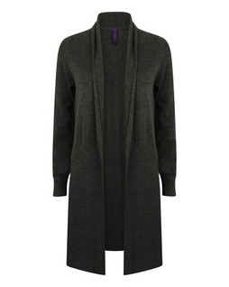Henbury H719 - Womens Longline Fine Knit Open Cardigan with Ribbed Hems
