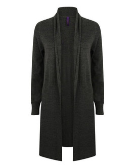 Henbury H719 - Women's Longline Fine Knit Open Cardigan with Ribbed Hems