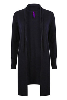 Henbury H719 - Women's Longline Fine Knit Open Cardigan with Ribbed Hems