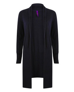 Henbury H719 - Womens Longline Fine Knit Open Cardigan with Ribbed Hems