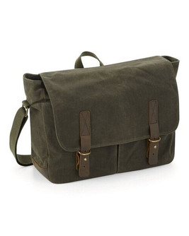 QUADRA BAGS QD653 - Vintage Waxed Canvas Leather Messenger Bag