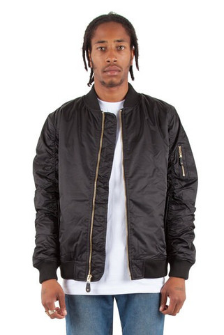 Shaka Wear SHBJ - Water Resistant Nylon Bomber Jacket with Stylish Features