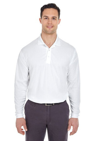 UltraClub 8210LS - Adult Cool & Dry Long-Sleeve Mesh Piqué Polo