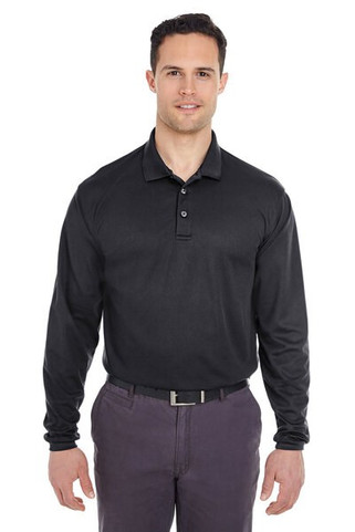 UltraClub 8210LS - Adult Cool & Dry Long-Sleeve Mesh Piqué Polo