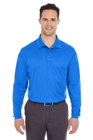UltraClub 8210LS - Adult Cool & Dry Long-Sleeve Mesh Piqué Polo