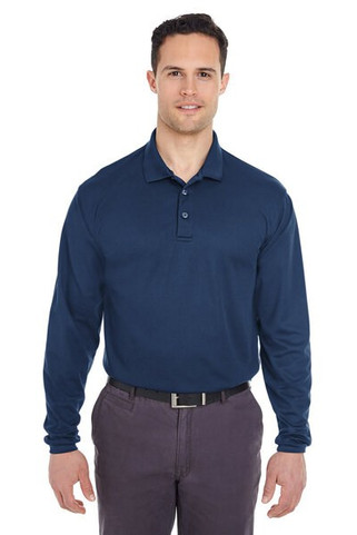 UltraClub 8210LS - Adult Cool & Dry Long-Sleeve Mesh Piqué Polo