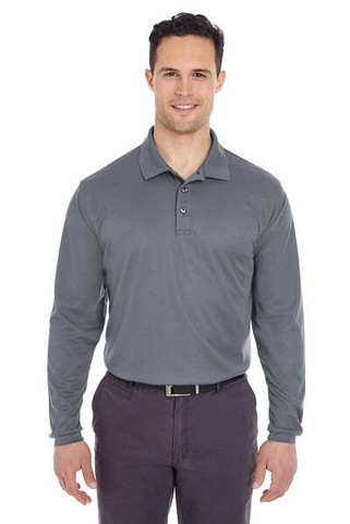 UltraClub 8210LS - Adult Cool & Dry Long-Sleeve Mesh Piqué Polo