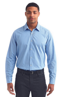 Artisan Collection by Reprime RP220 - Mens Microcheck Gingham Long-Sleeve Cotton Shirt