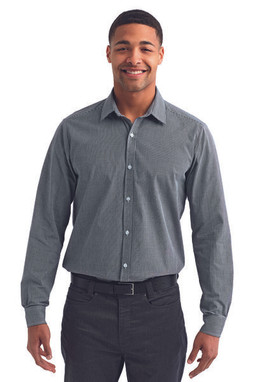 Artisan Collection by Reprime RP220 - Mens Microcheck Gingham Long-Sleeve Cotton Shirt
