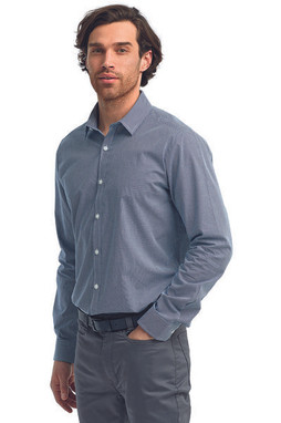 Artisan Collection by Reprime RP220 - Mens Microcheck Gingham Long-Sleeve Cotton Shirt
