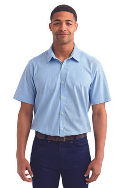 Artisan Collection by Reprime RP221 - Mens Microcheck Gingham Short-Sleeve Cotton Shirt