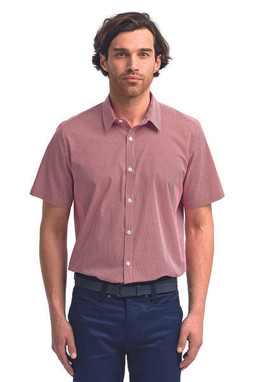 Artisan Collection by Reprime RP221 - Mens Microcheck Gingham Short-Sleeve Cotton Shirt