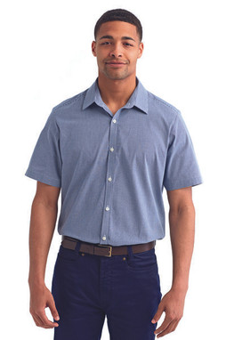 Artisan Collection by Reprime RP221 - Mens Microcheck Gingham Short-Sleeve Cotton Shirt