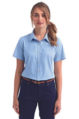 Artisan Collection by Reprime RP321 - Ladies Microcheck Gingham Short-Sleeve Cotton Shirt